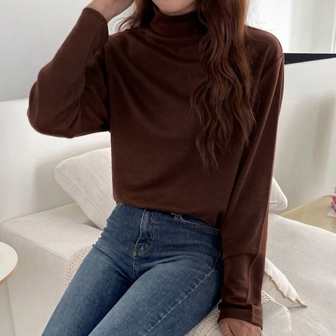 여성 목폴라 티셔츠 반폴라 니트 빅 사이즈