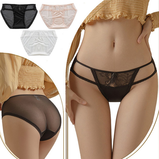 위어라 여성 팬티 스판 레이스 팬티 헴라인 데일리 섹시 팬티 3종