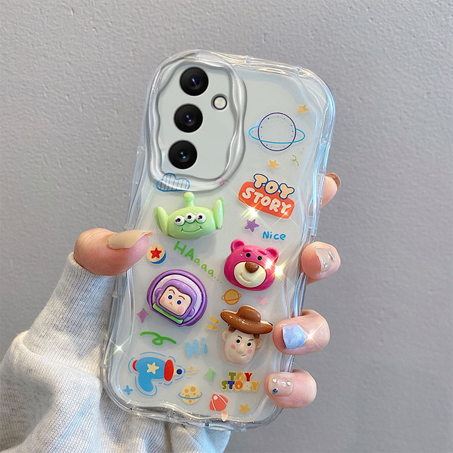 나무나라 갤럭시A55 A54 A53 A52 물결 웨이브 입체 캐릭터 투명 젤리케이스 CY273