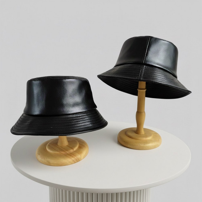 현앤미 빅사이즈 PU 가죽 벙거지모자 버킷햇 남자 여자 얼굴작아보이는 대두모자