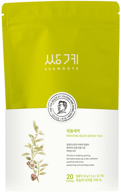 쌍계명차 신파우치 덖음세작 녹차 티백 20p, 1.5g, 20개입, 1개