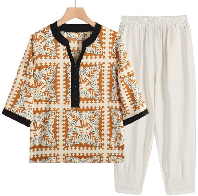 媽媽夏裝短袖雪紡上衣