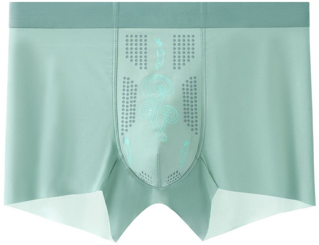 靈芝人蔘超薄冰絲男士內褲男內透氣網孔無痕四角短褲桑蠶絲抑菌襠