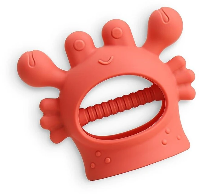 Itzy Ritzy Bitzy Grip 손 치발기 - 아기용 실리콘 치발기 - 잡기 쉬운 핸드 그립이 있는 발달 치발기 장난감 3개월 이상 아기를 위한 디자인 (게) - 쿠팡