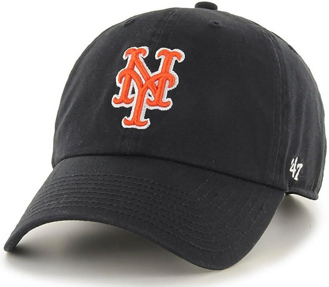 47 브랜드 MLB 블랙 팀 컬러 기본 로고 클린업 조절 가능한 야구 모자 성인용 프리 사이즈 로스앤젤레스 다저스. [호환], 뉴욕 메츠, New York Mets