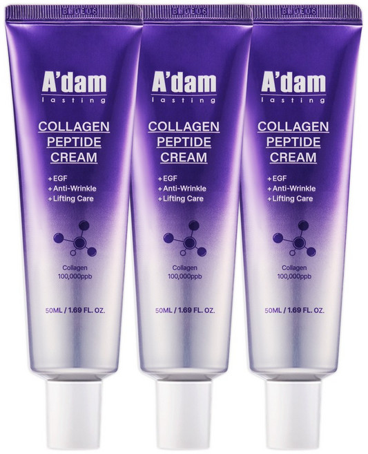 아담공방 콜라겐 펩타이드 주름개선크림 얼굴 팔자 & 눈가주름 피부 리프팅 탄력 개선 데일리 안티에이징 탄력크림, 3개, 50ml
