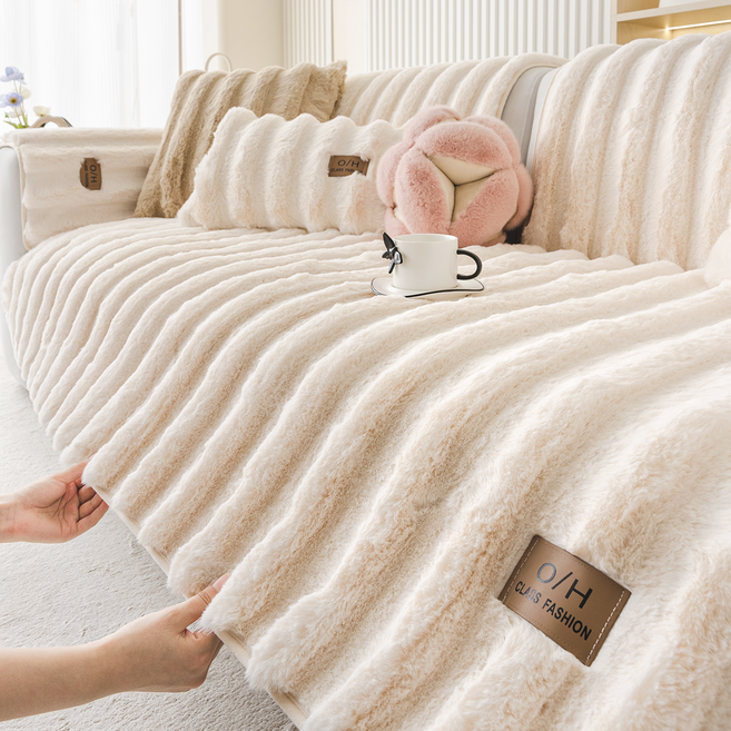 FEIFAN 모던 털빠짐 적은 미끄럼 방지 극세사 겨울 소파패드 4인용