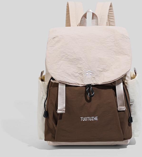 POMTOR 여행용 배색 나일론 초경량 백팩 여성 데일리 가방