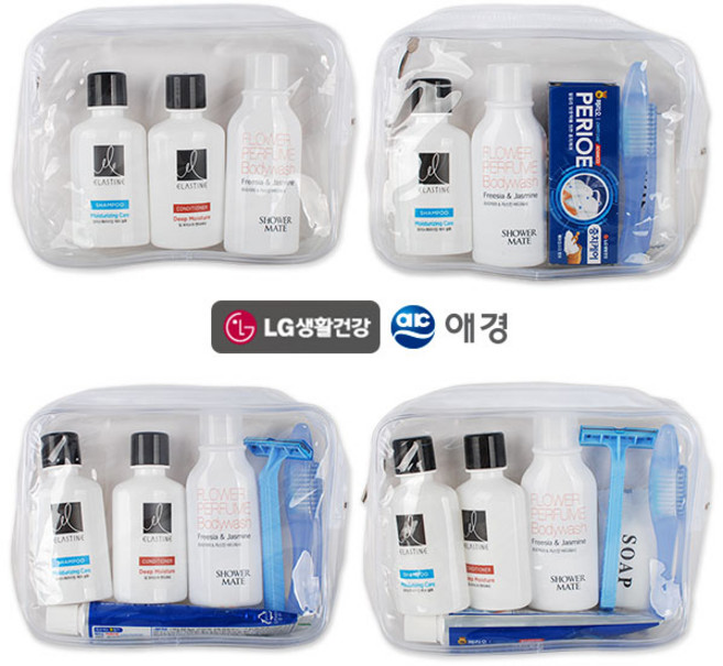 LG여행용세트 세면도구 휴대용치약칫솔세트 샤워용품 파우치 휴대용세트 판촉물 단체선물, 선택01-여행용세트3종(A타입), 1개