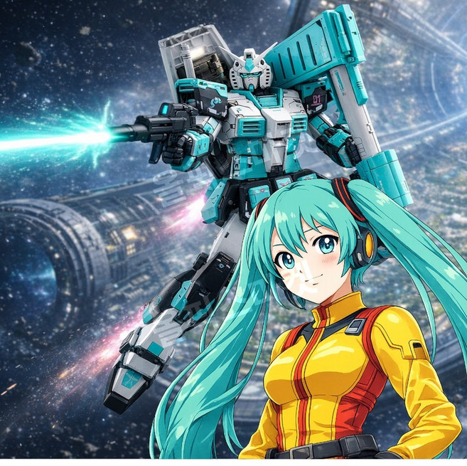 하츠네 미쿠 퍼스트 건담 2.0 RG RX78-2 프라모델, RG 하츠네 미쿠 컬러 (데칼 및 스탠드)