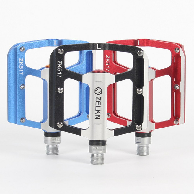 젤큰 자전거 알루미늄 페달 MTB 로드 3베어링 평페달 ZK517, 블랙