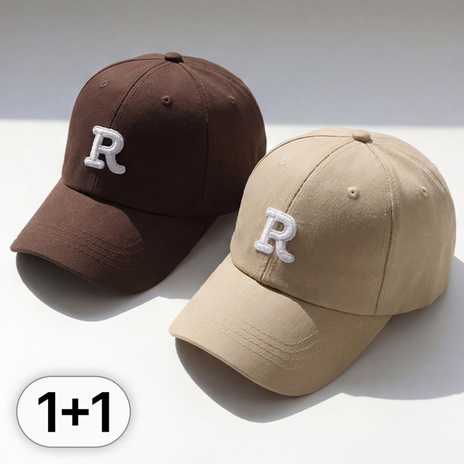 루크 2개 세트 캐주얼 R로고 볼캡 남녀공용 챙넓은 깊은 데일리 야구 모자 심플 캐주얼 베이직 얼굴 소멸 스냅백 커플룩 시밀러룩 패션 코디