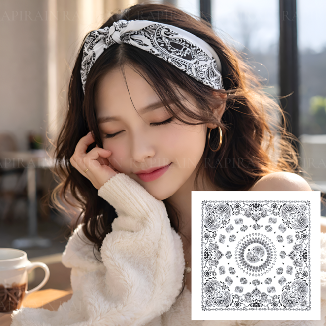 라피레인 페이즐리 반다나 대형 면손수건 스카프