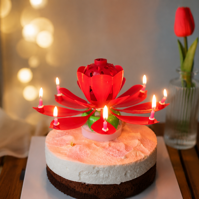 모던데이 멜로디 연꽃초 생일축하 폭탄초, 1개, 레드