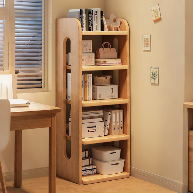 서재 거실용 책장 4단/5단/6단 심플한 원목 책꽂이, 5단, 옐로우