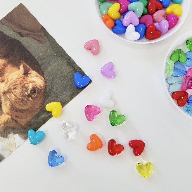 미니 컬러 하트 비즈 팔찌 스트랩 만들기 악세사리 부자재 [1봉10g], 비비드믹스(10g), 1개