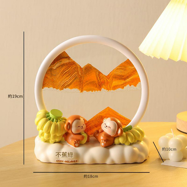 時來運轉流沙畫擺件 歐式輕奢 3D立體沙漏 裝飾品, 不焦慮 流沙畫擺件, 1個