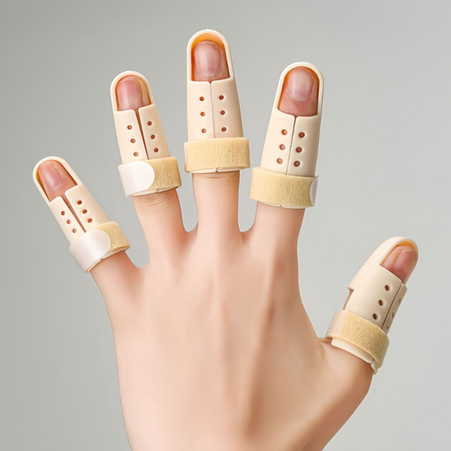 천끝 손가락 고정 보호대 깁스 지지대 6개, 살구색, 1세트