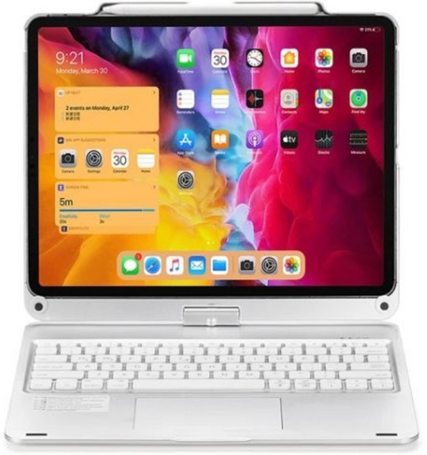 아이패드 키보드 케이스 프로 12.9인치 6세대 2022 5 2021 4세대 3 터치패드 포함, 실버