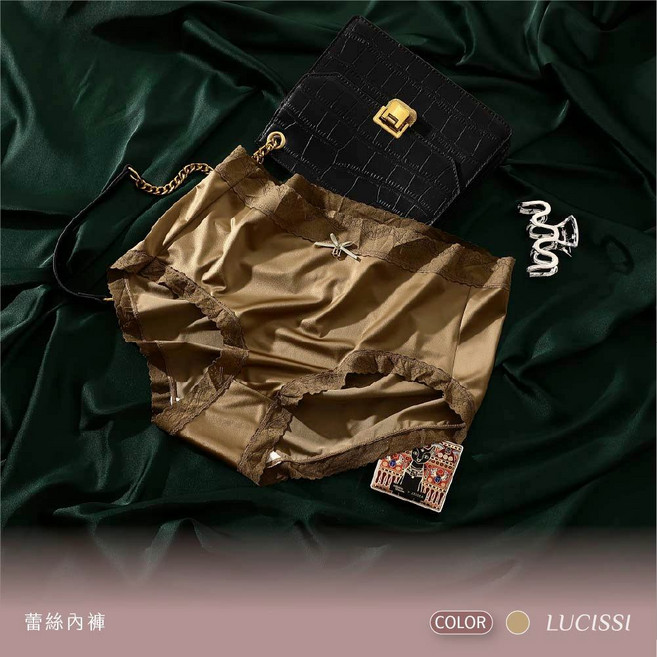 LUCISSI 高腰蕾絲質感內褲 冰感絲滑 柔軟親膚 超彈性 大尺碼, 橄欖綠色,3XL（85-100kg）