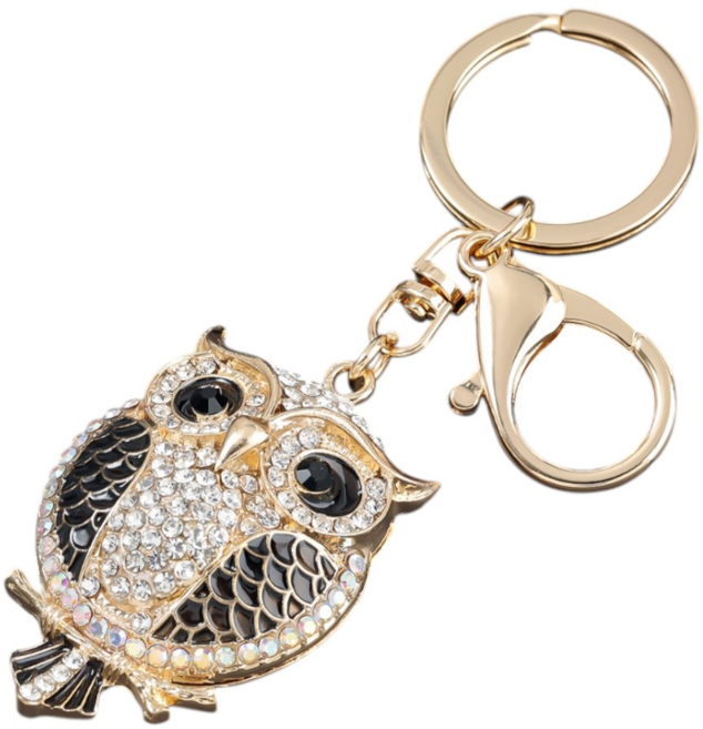 리파니 재물과 복을부르는 행운 큐빅 부엉이 키링, 블랙