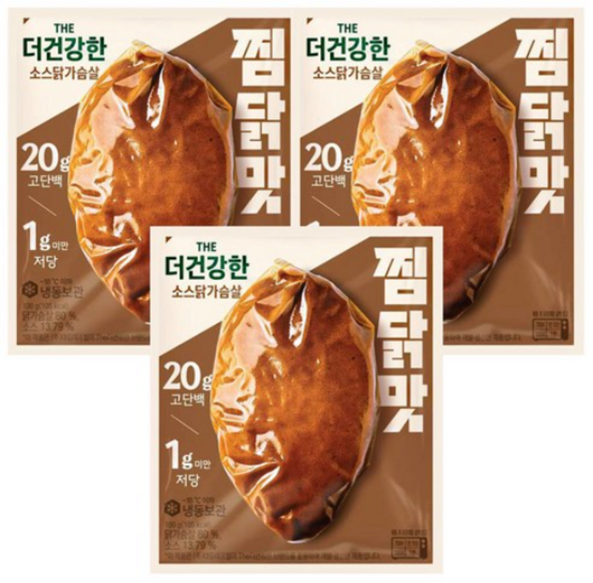 CJ 더건강한 소스닭가슴살 찜닭맛, 3개, 100g