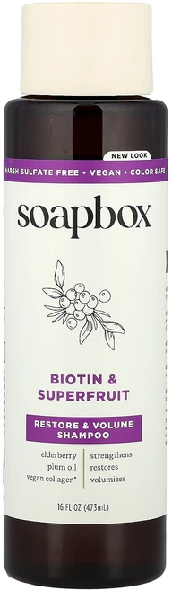 Soapbox Restore & Volume Shampoo Biotin & Superfruit 16 fl oz (473 ml), SoapboxRestoreVolumeShampooBio, 1개, 473ml - 쿠팡