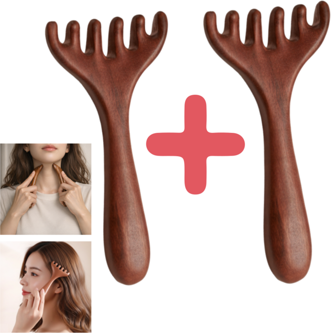 샵브릿지 괄사 마사지기 얼굴 목 어깨 승모 지압, 우드, 2개