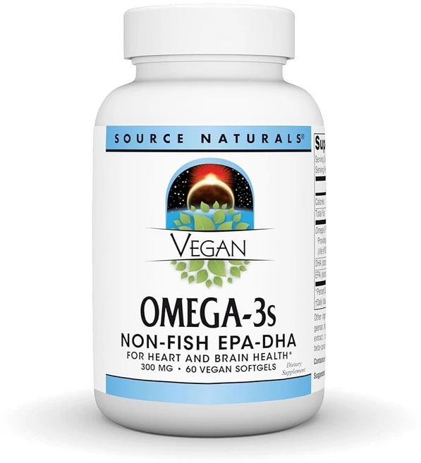 Source Naturals 비건 오메가-3s EPA-DHA 300mg - 순수 식물 기반 보충제 식물성 소프트 젤 60정, 60 Count (Pack of 1), 1개 - 쿠팡