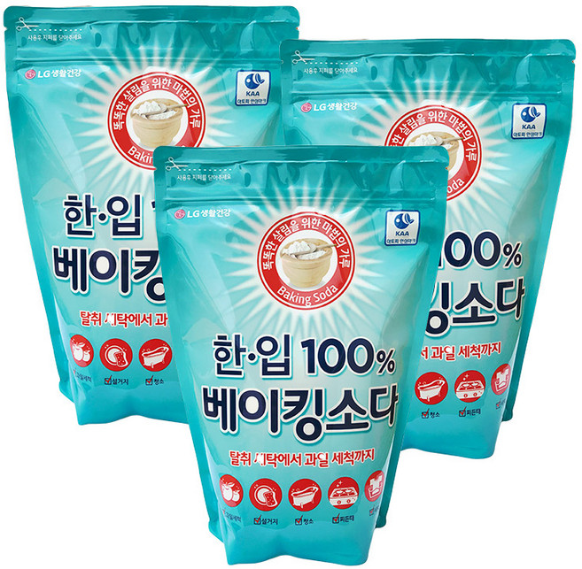 한입 100% 베이킹소다 알파 다목적세제, 1kg, 3개
