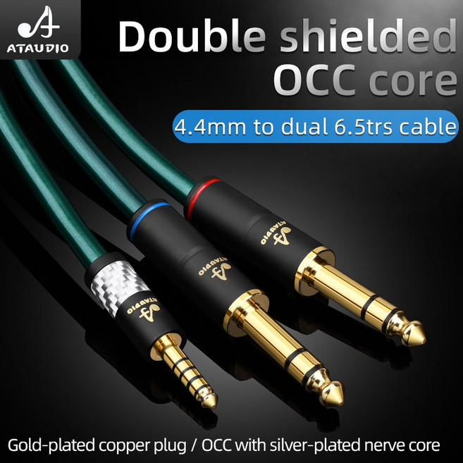 Hifi OCC 4.4mm 밸런스-듀얼 6.5 Trs 오디오 케이블 하이엔드 코드 Pha2a wm1a 1z zx300a 스피커 믹서, 3m, 4.4 to dual 6.5trs, 1개