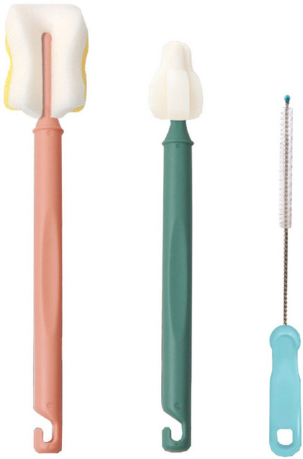 젖병&젖꼭지 Easy 클리닝 브러쉬세트(젖병 젖꼭지 통기시스템세척솔 3종세트), 1개