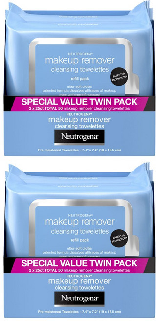 뉴트로지나 메이크업 리무버 클렌징 타월렛 19 x 18.5cm, 4개, 25매입