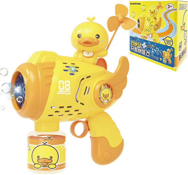 토이즈데이 바람개비 LED 불빛 자동 버블건 비눗방울 어린이 단체 장난감 선물, 러버덕 버블건, 1개