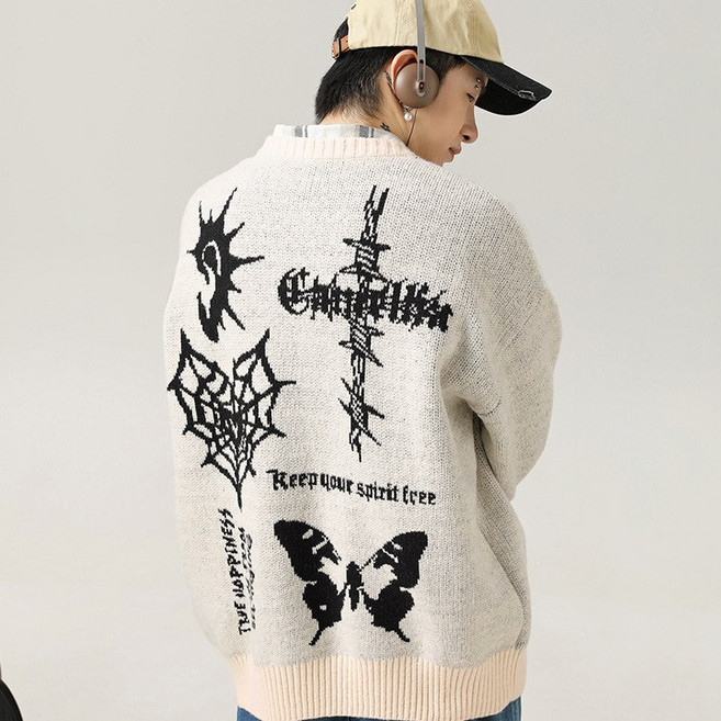 제이피엠 남자 루즈핏 맨투맨 니트 레터링 그래픽 자수 포인트 긴팔 스웨터 봄 가을 겨울 패션 캐주얼 아이템 TZ402