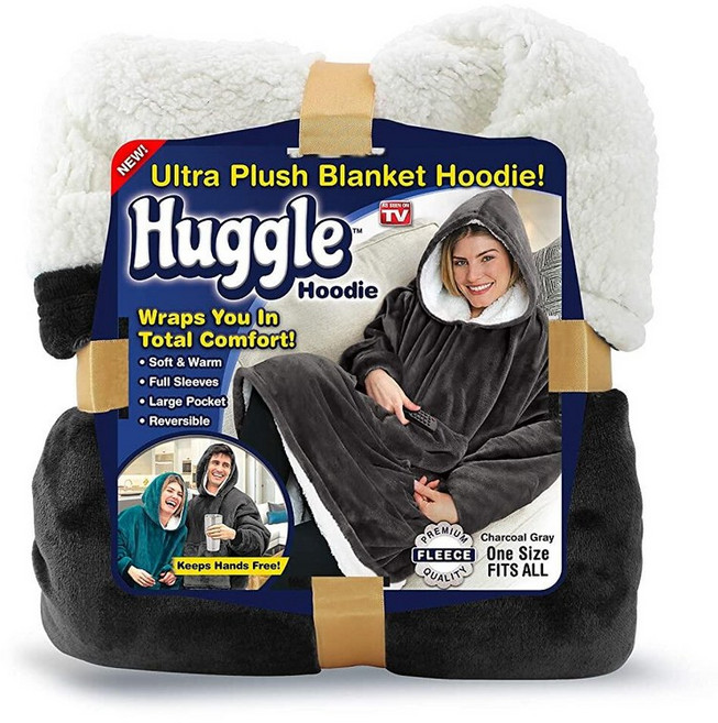 ONTEL 미국매장정품+ 허글후디 울트라 플러시 담요 차콜 그레이 프리 사이즈 1710363