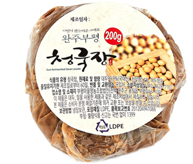 부평마을 국산콩 냄새 덜나는 부평마을 청국장, 1개, 200g