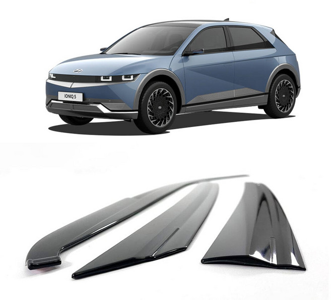 아이오닉5 /아이오닉6 프리미엄 블랙바이저 윈도우 썬바이저 햇빛가리개 빗물받이 차량용품, 01.아이오닉5 4p 21년~