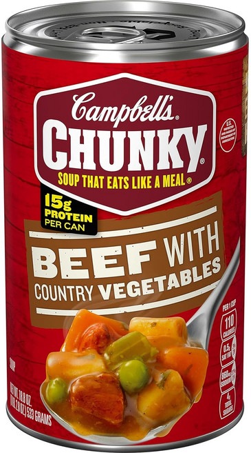 캠벨 청키 비프 베지터블 수프 553g x4팩 Chunky Soup Beef Country Vegetables 18.8oz, 533g, 6개