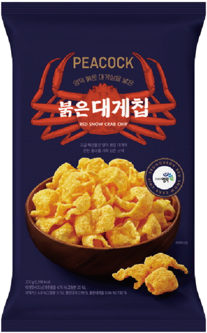 피코크 붉은 대게칩 수량, 5개, 200g