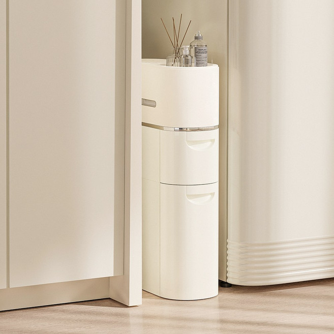 홈비 틈새에 쏙 서랍형 견고한 틈새 이동식 서랍장 선반, 3단, 화이트