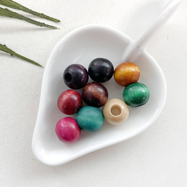 헤세드 (국산) 13mm 컬러구슬 나무구슬 우드구슬 (10개), 9컬러전부(90개)