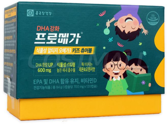 프로메가 식물성 RTG 츄어블 오메가3 키즈 700mg x 120캡슐 코스트코, 1개, 120정