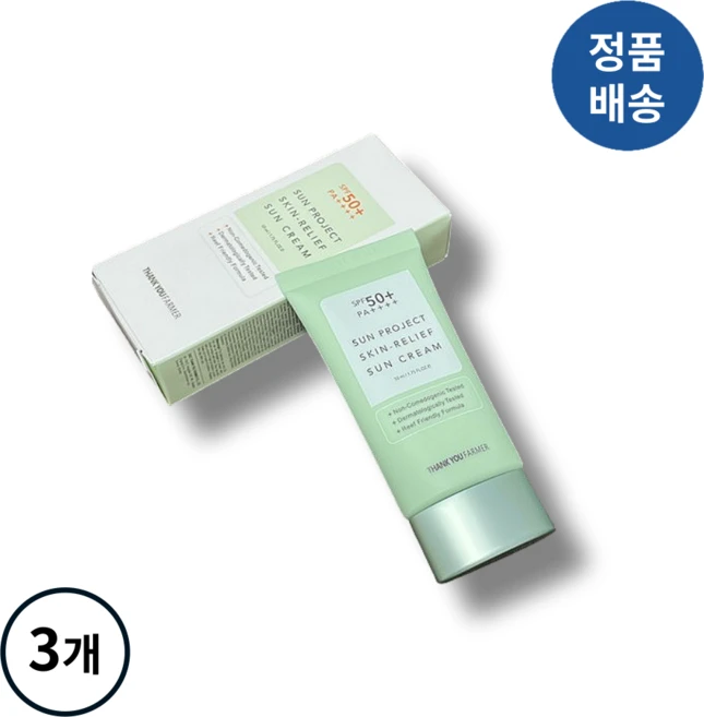 땡큐파머 선 프로젝트 스킨 릴리프 선크림 SPF50+ PA++++, 50ml, 3개 - 쿠팡