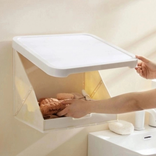 위드앤미 화장실 속옷 보관함 접이식 욕실 수납장, 순백색, 1개