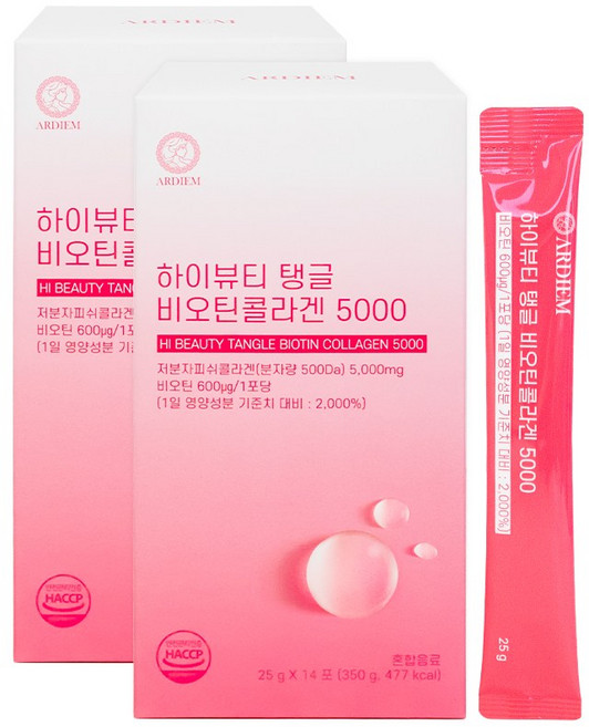 아르디엠 하이뷰티 탱글 비오틴콜라겐 5000 14포, 28개, 25g