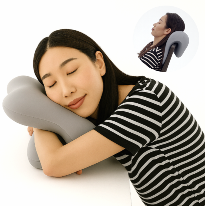 WAP 사무실 학생 수험생 낮잠 베개 메모리폼 쿠션 목 베개, 그레이