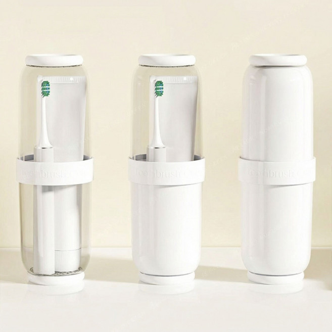 AROK 여행용 칫솔케이스 컵형 휴대용 칫솔통 분리형 양치컵 4in1 세트, 화이트, 1개