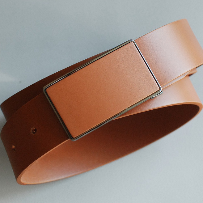 카시니 남성 벨트 이탈리아 통가죽 벨트 버클에 무늬나 로고가 없는 깜끔한 솔리드 타입 (CSBT006) <국내생산>, M, 라이트 브라운, 1개