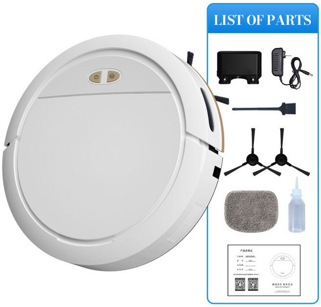 智能掃地機器人三合一掃吸拖自動回充家用掃地機語音控制, 英文版中性(不帶LOGO), 高配白色(帶回充帶語音喚醒)